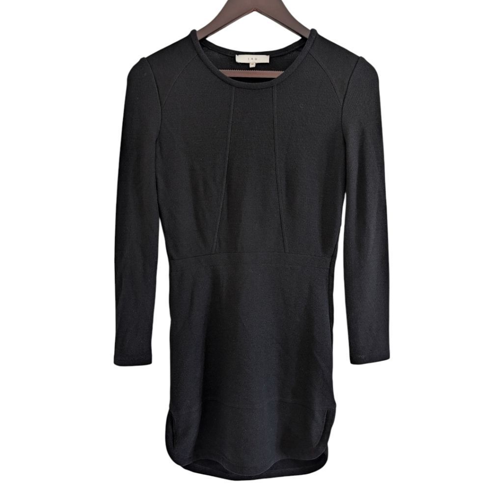 IRO Paris Black Omily Long Sleeve Structured Mini Dress Size 38 US 6